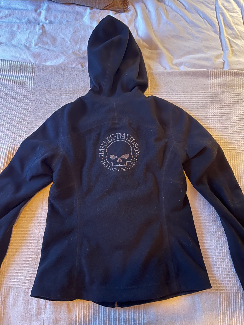 Harley-Davidson Black Hooded Zip-Up Sweater with Skull Logo